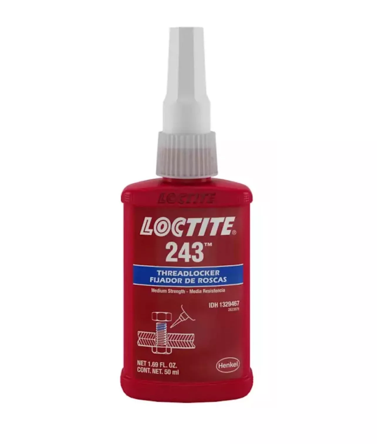 Loctite 1329467 Primerless Threadlocker 243, 50mL, Blue, Metal