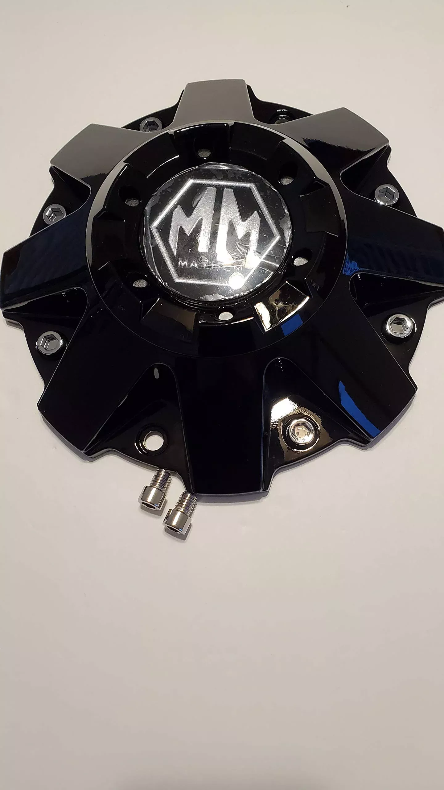 Mayhem Wheels Black Center Cap with 2 Mounting Screws, Gloss Black, Model C108040B01