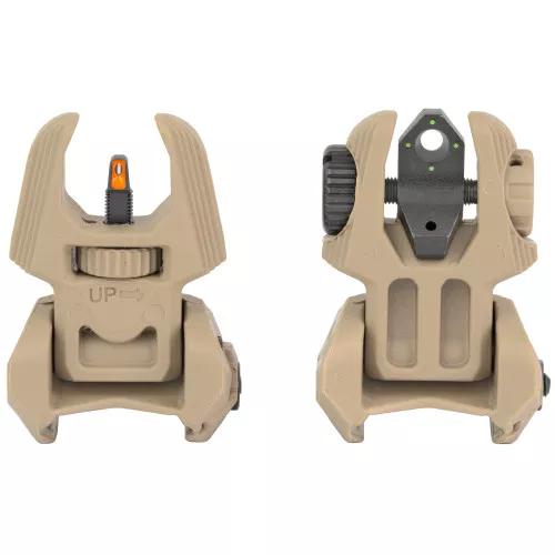 Meprolight FRBS, Flip Backup Sights, 4 Dot Rear, Orange Hyper Bright Front, Fits Picatinny Rail, FDE 403440