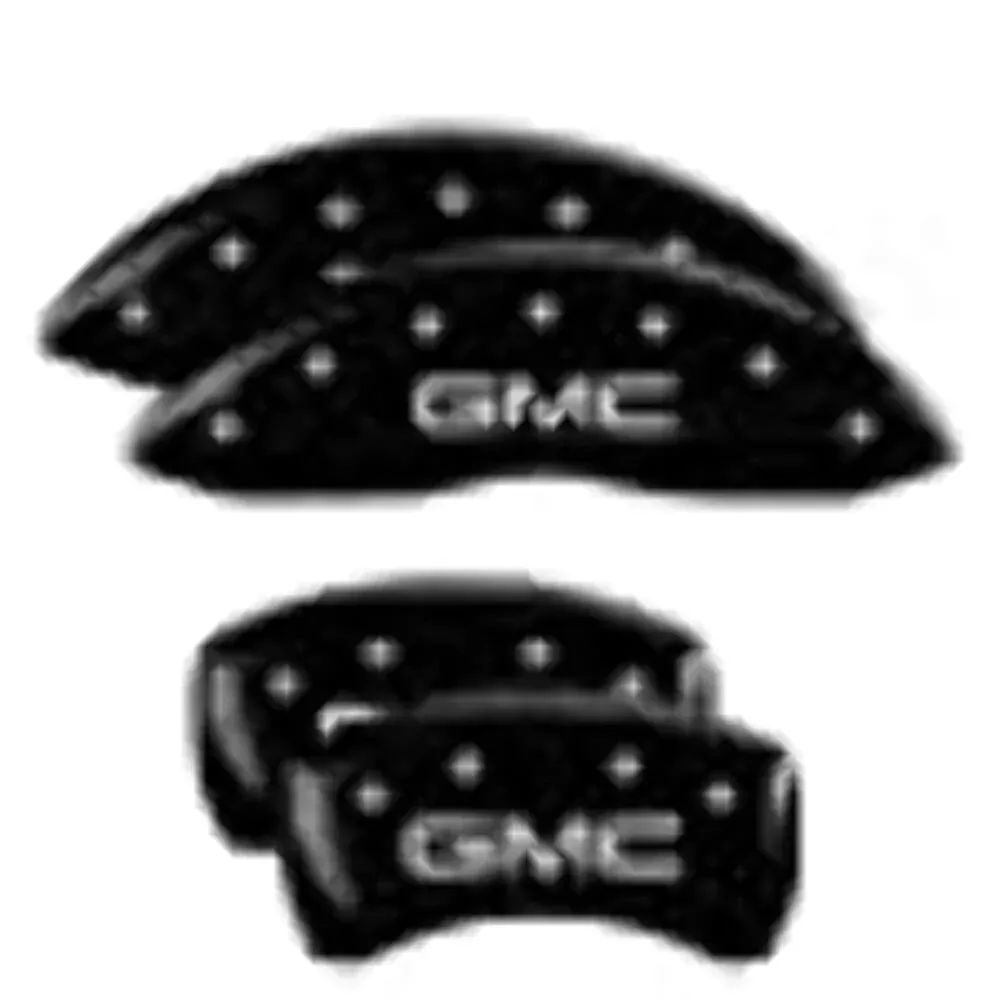 Mgp Caliper Covers 34218Sgmcbk Gmc Black Powder Coat Finish, Silver Characters, Set Of 4
