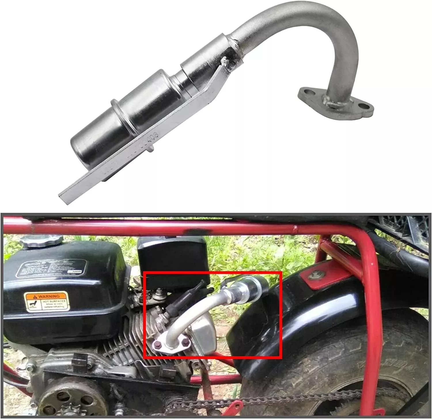 MGWILL Exhaust with Muffler for Predator 212cc GX160 GX200 Go Kart & Mini Bikes – Durable Go Kart Exhaust System