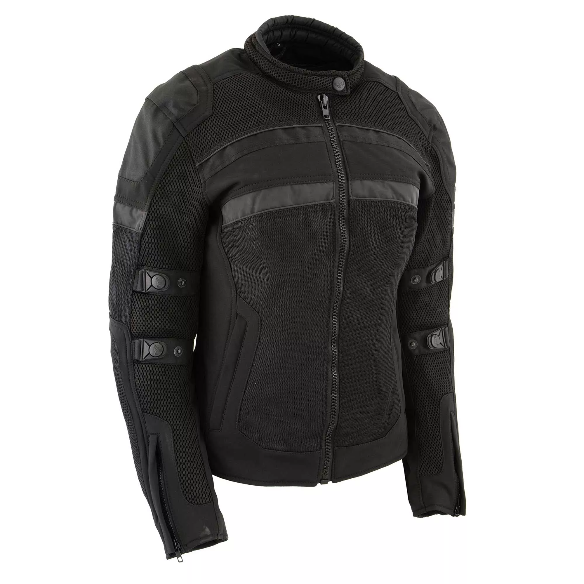Milwaukee Leather Mpl2775 Black Armored Textile Motorcycle Jacket For Women – All Season Jacket W/Removable Liner – Medium