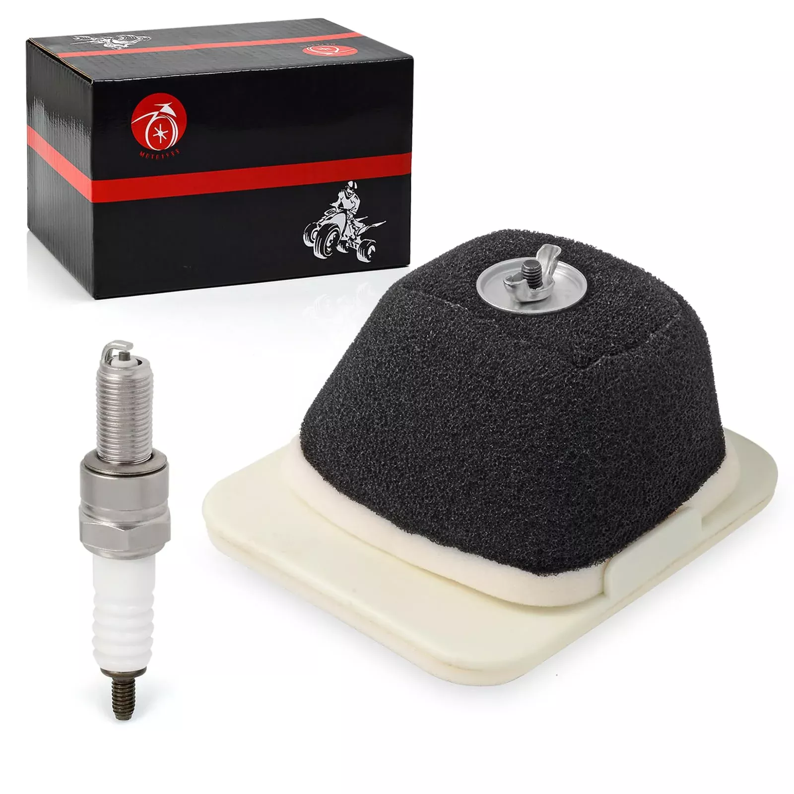 MOTO1988 Air Filter Element Assembly & Spark Plug for YAMAHA TTR125 (2000-2024), Model 5HP-14450-00-00