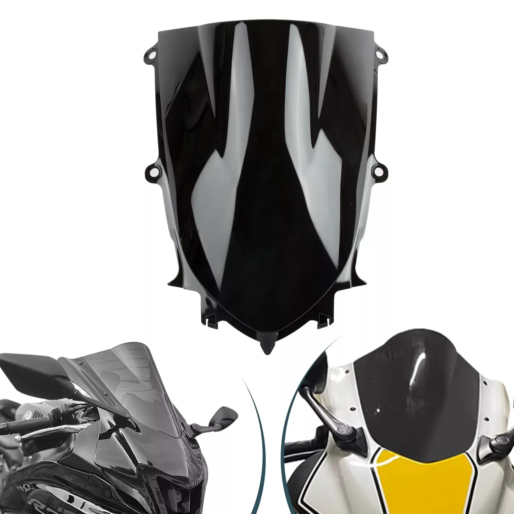 Motorcycle Windshield, Psler Front Windshield Windscreen For Yzf R6 600 2017-2023 And For R7 2021-2023, Black