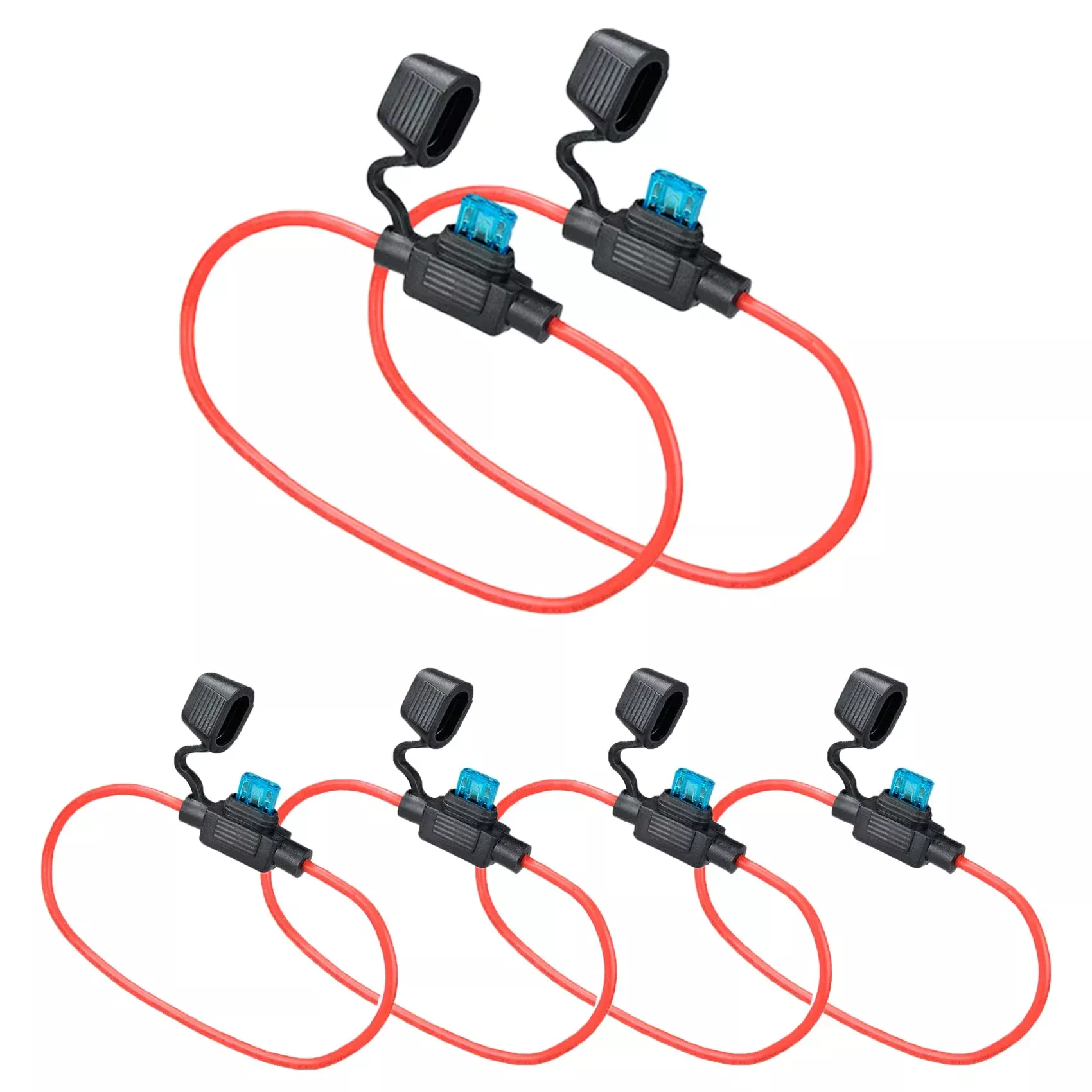 Muyi 6 Pack Inline Fuse Holder – 14Awg Gauge Wire Pigtail Mini Blade Fuse Holder With 15A Mini Blade Fuses Atm