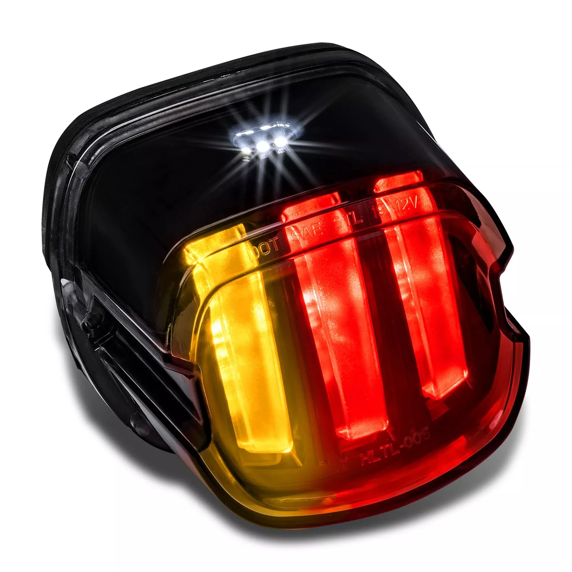 ONLINE LED STORE TRUE MODS LED Brake Tail Light - F1 Blinker, Black, DOT Approved, Integrated for Harley Davidson Models