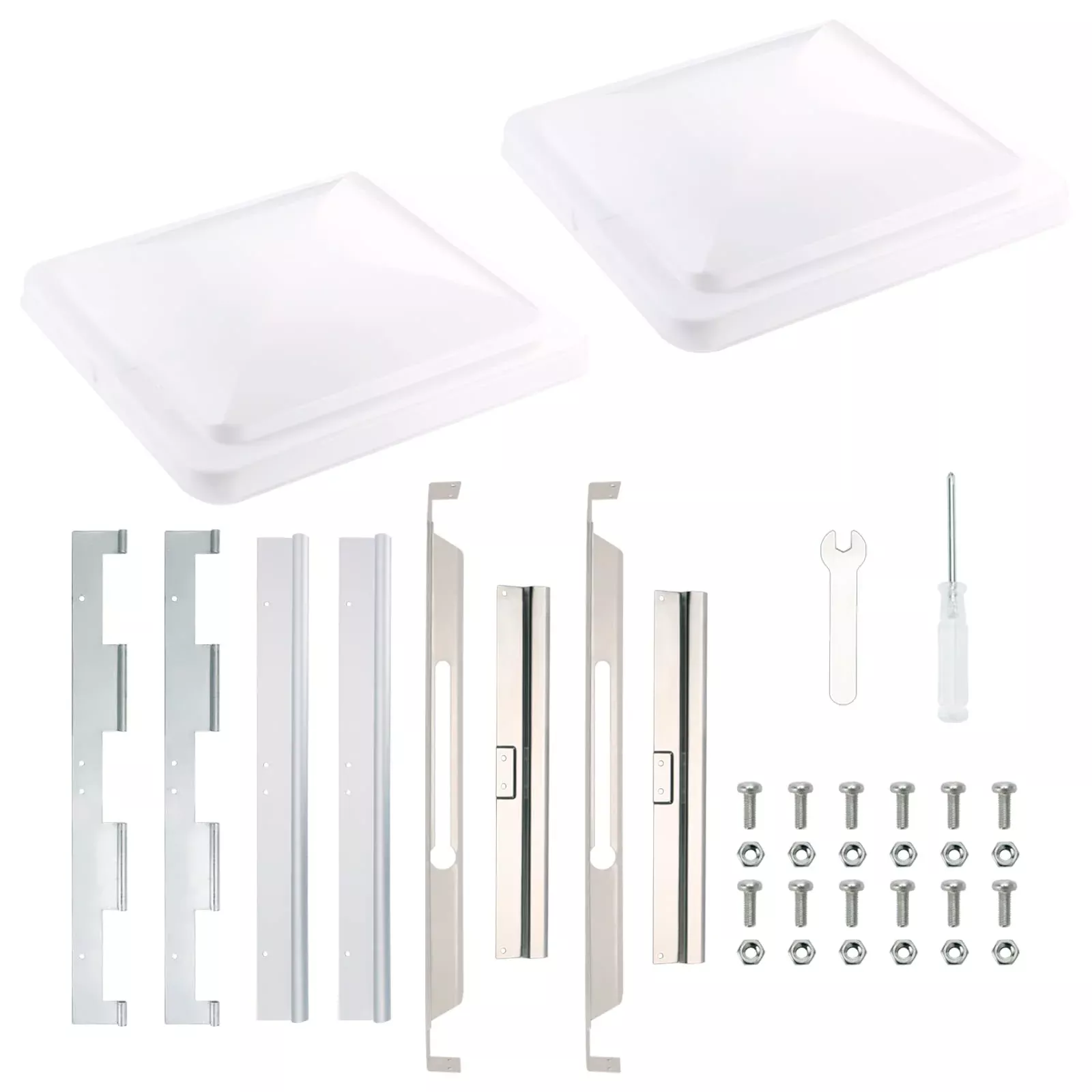 Onltco Expert Rv Vent Lid Replacements (2-Pack) – Universal Fit For Trailers, Campers & Motorhomes, White Covers With Durable Metal Hinges, Compatible With Jensen, Ventline & Elixir Vents
