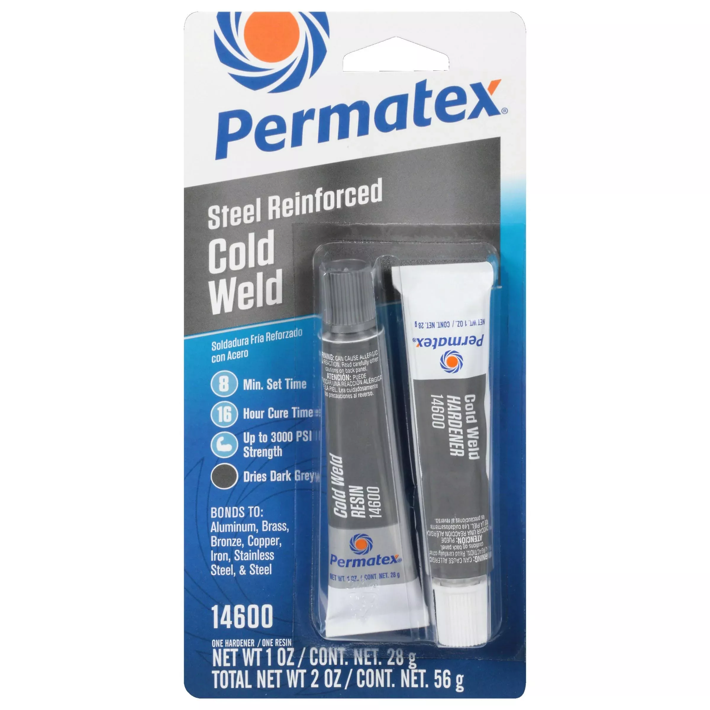 Permatex 14600 Cold Weld Bonding Compound, Two 1 Oz. Tubes , Black