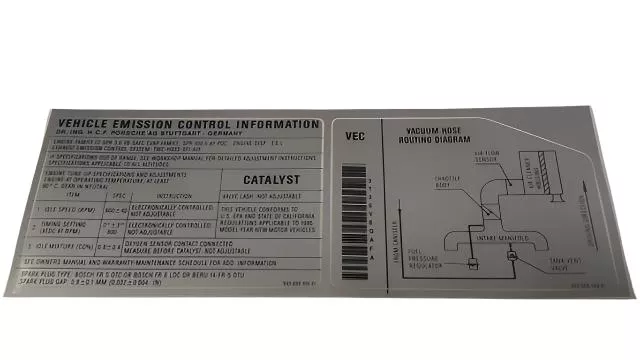 Porsche Emission Control Sticker – 911 94-98993-006-109-01