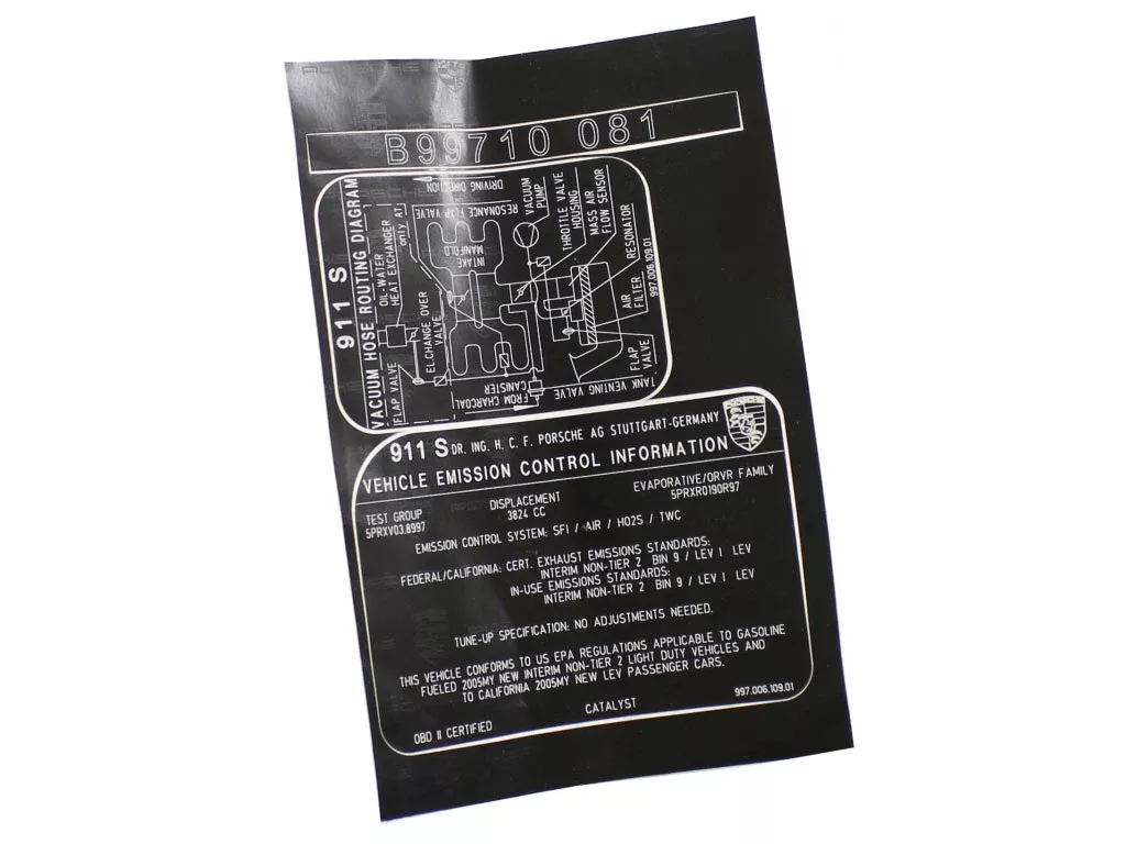Porsche Engine Decal – 911 05-08997-006-109-01