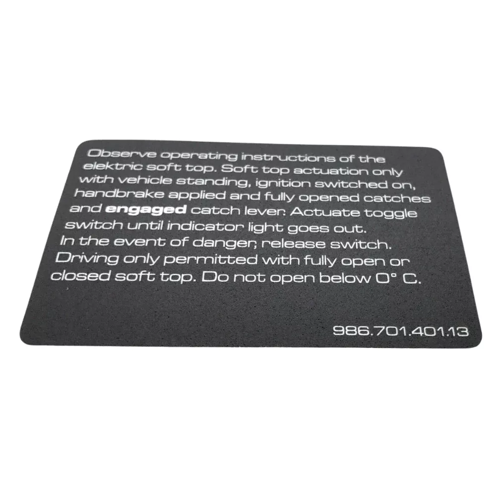 Porsche Locking Top Decal – Boxster 97-04986-701-401-13