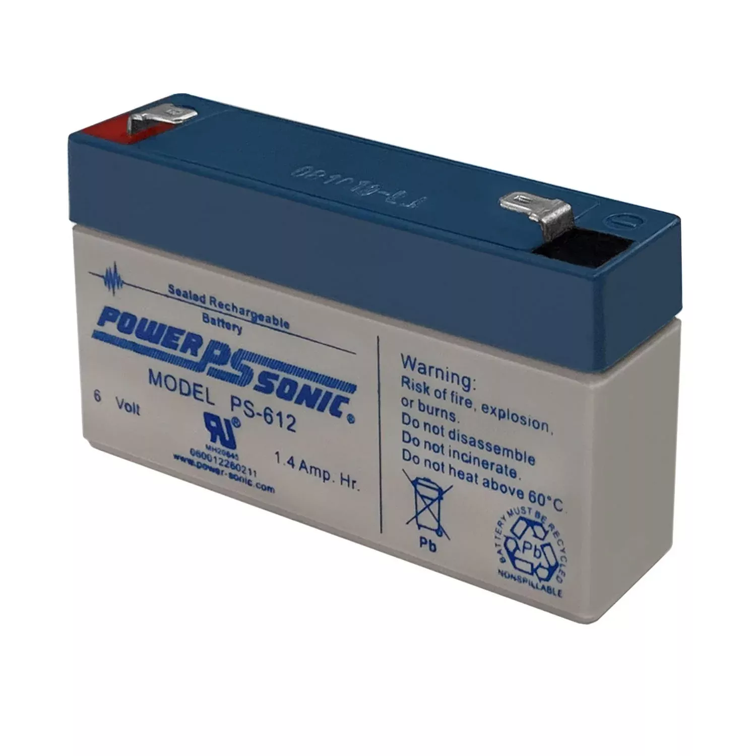 Power Sonic PS-612 6V 1.4Ah Rechargeable Sealed Lead Acid Battery