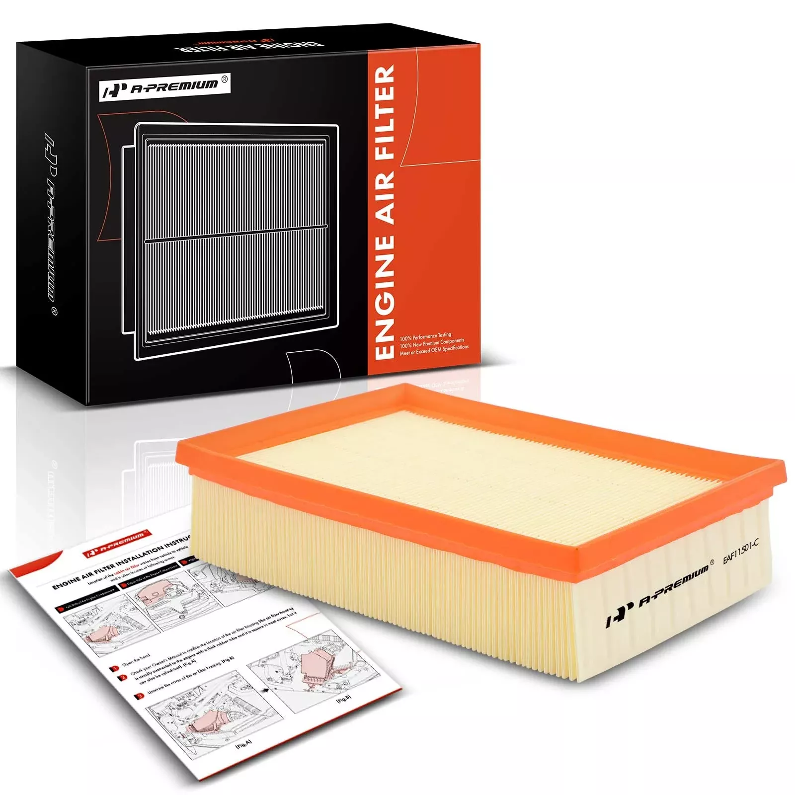 A-Premium Engine Air Filter Compatible With Buick Encore & Chevrolet Trax, 2013-2022, L4 1.4L, Flexible Panel, Replace# 95021102