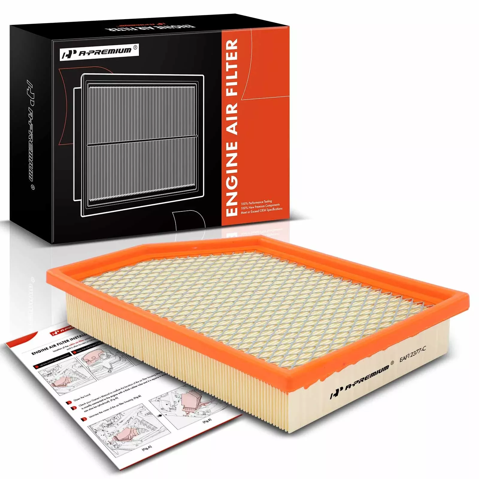 A-Premium Engine Air Filter Compatible With Jeep Cherokee, 2014 2015 2016 2017 2018, Flexible Panel, Replace# 52022378Aa