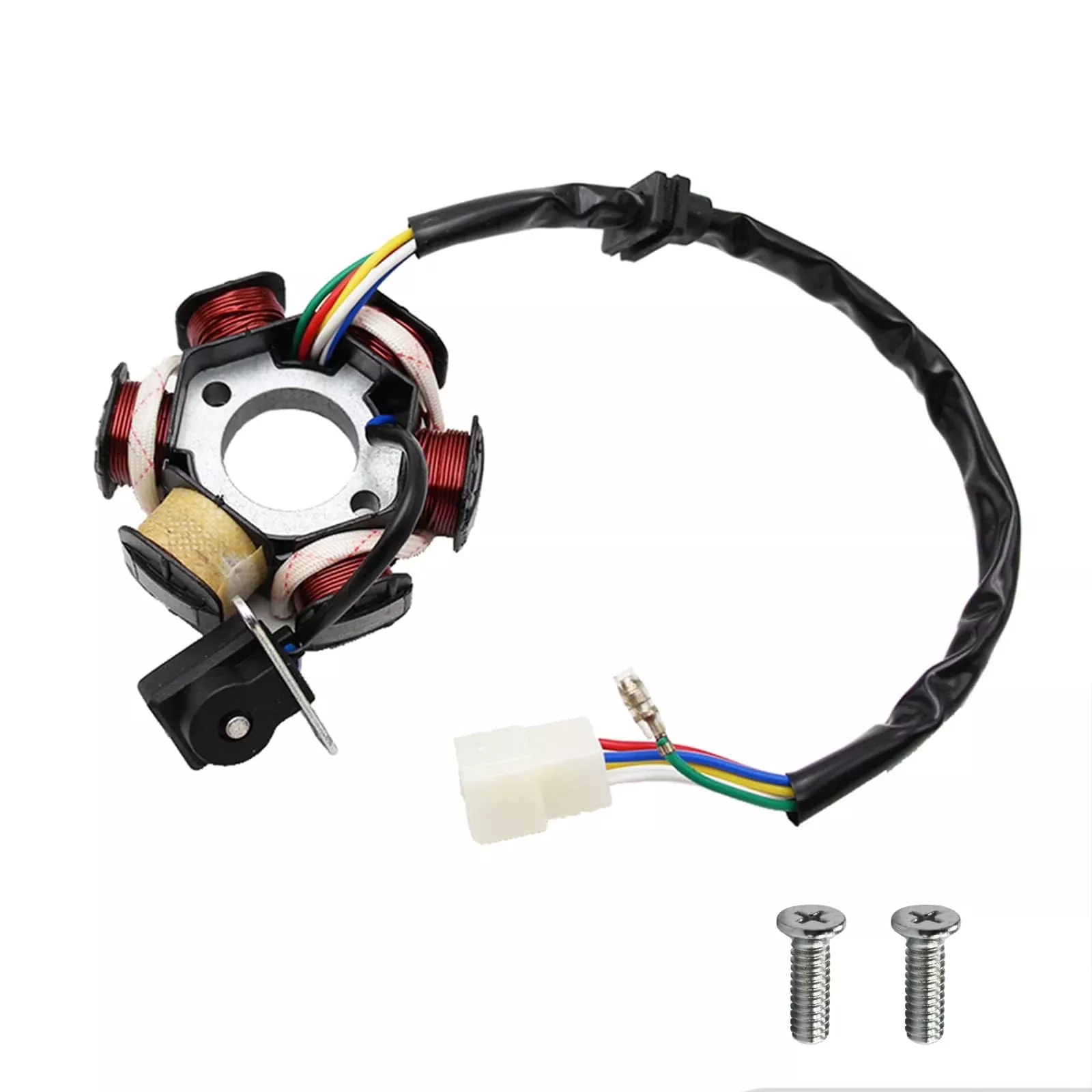 Pro Bat 6 Coils 5 Wires Stator Magneto Atv Magneto Stator Plate With Male Plug For 50Cc 70Cc 90Cc 110Cc 125Cc Engine Chinese Scooter Dirt Bike Taotao Sunl Roketa