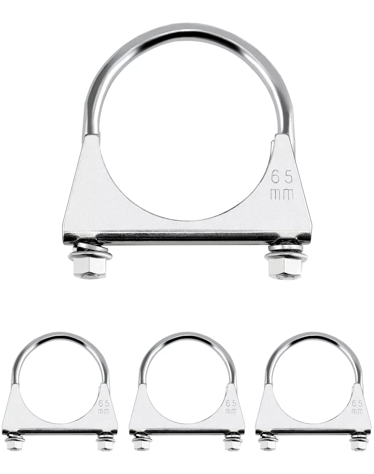 QWORK Stainless Steel U-Bolt Muffler/Exhaust Clamp, 2.5 Diameter, 4 Pack - Durable Exhaust Hook for Secure Installation