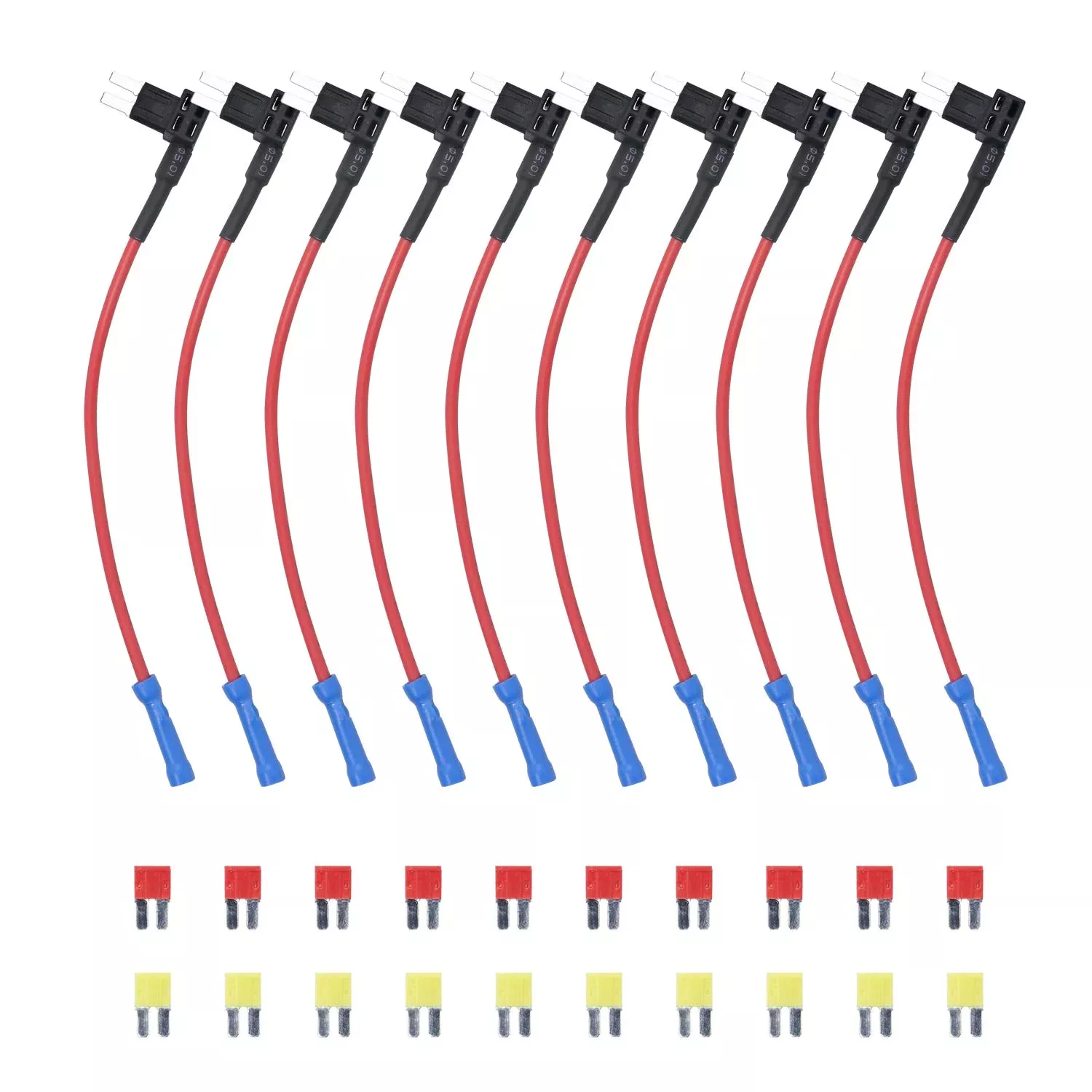 Recoil Ft4-10 10 Pack 12V Car Add-A-Circuit Fuse Tap Adapter Acz Blade Fuse/Micro 2 Fuse With 10Pcs 10A And 20A Fuses