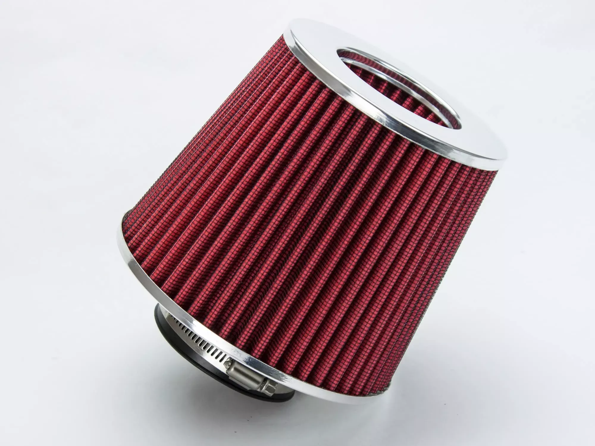 Red 2.75 70 Mm Inlet Cold Air Intake Cone Replacement Quality Performance Washable Clamp-On Dry Air Filter