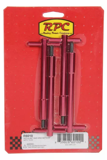 Red Aluminum T-Bar Wing Nut 4-3/4InWith 1/4-20