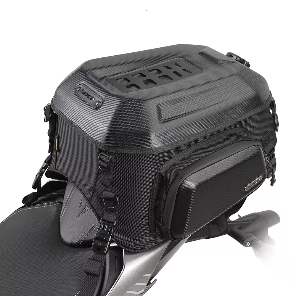 Rhinowalk Motorcycle Tail Bag 35L, Expandable Waterproof Trunk Bag, Carbon Black, Model MT2335