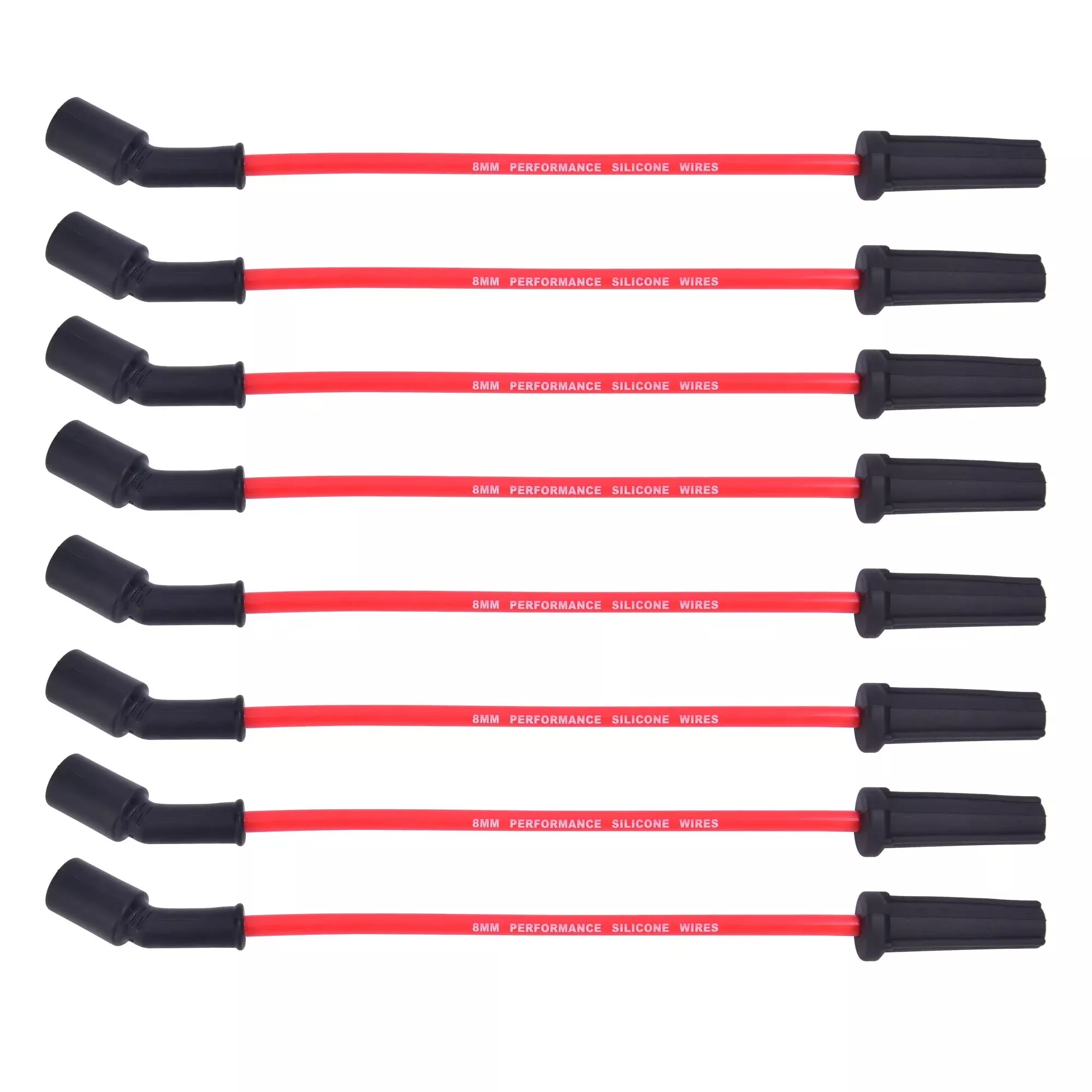 Rlp Set Of 8 Professional Spark Plug Wire 9748Hh 8.0Mm Red Compatible With Cadillac Escalade, Chevy Silverado Suburban Tahoe Gmc Sierra Yukon