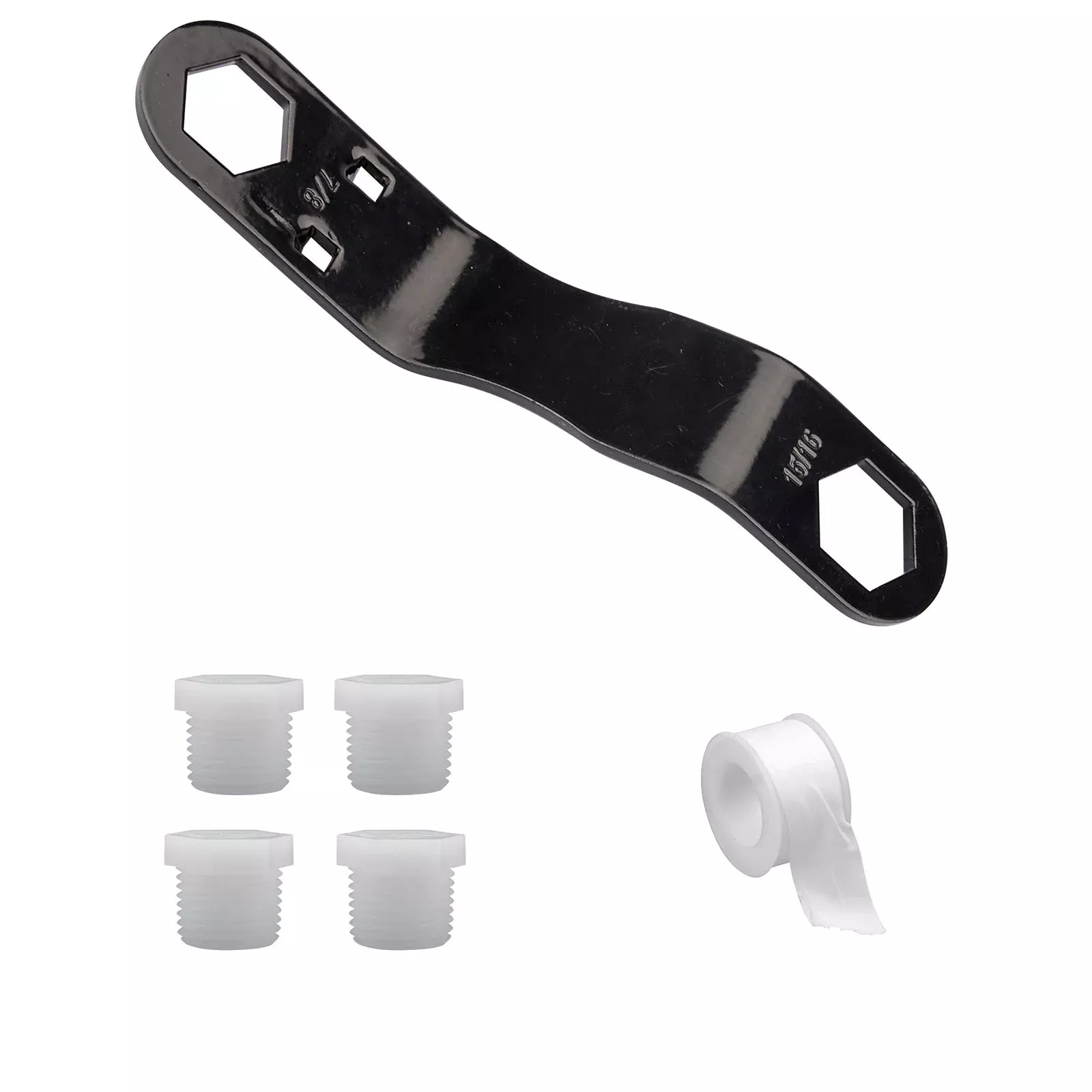 Rv Water Heater Drain Plug Kit, Include Angled Wrench, 4 Pieces 1/2 Npt Replacement Plugs And 1 Roll Ptfe Tape