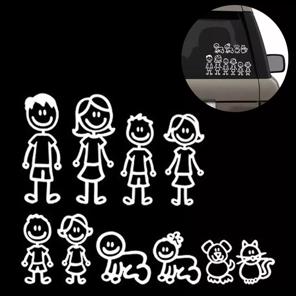 (Set Of 10) Family Car Decals Stickers Bundle