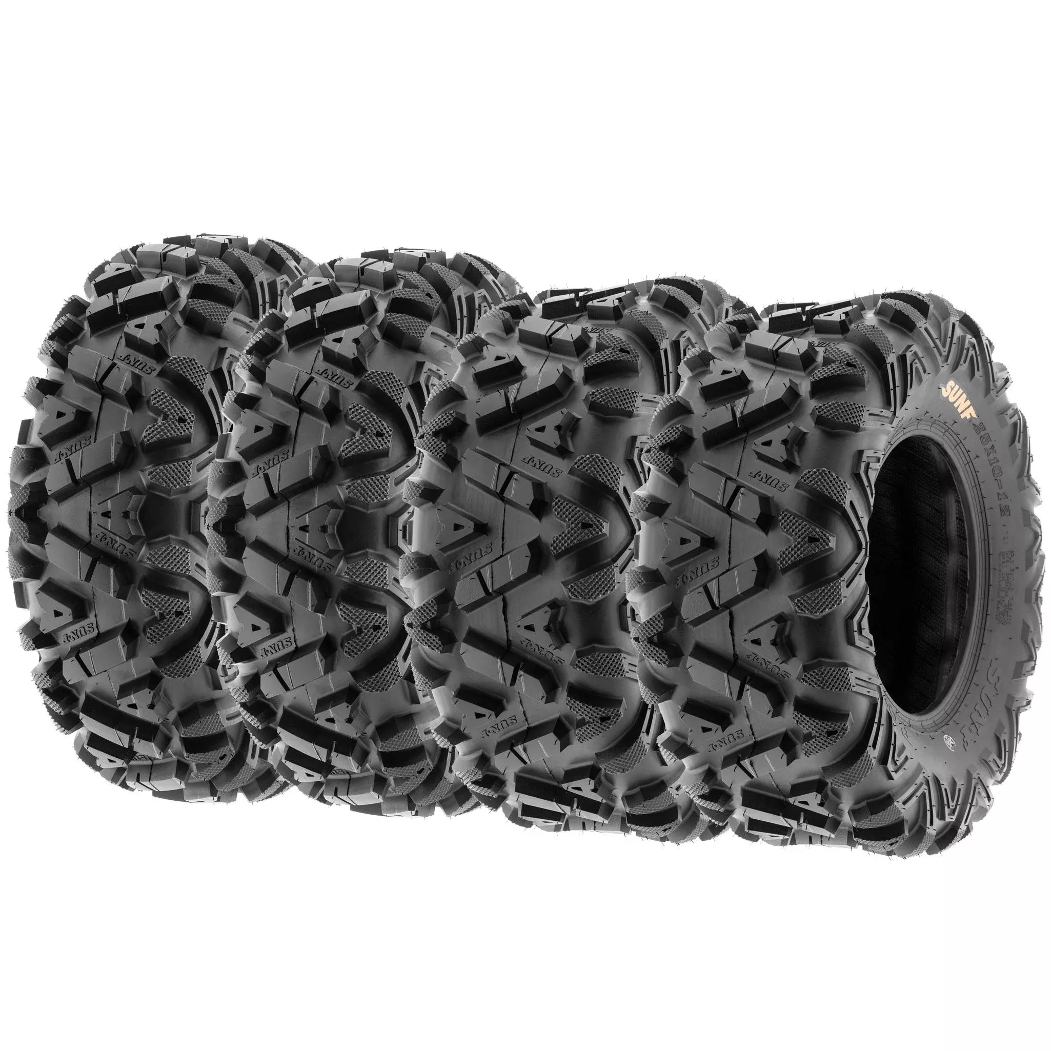 Set Of 4 Sunf Power.I At 24X9-11 Front & 24X11-10 Rear Atv Utv All-Terrain Tires, 6 Pr, Tubeless A033