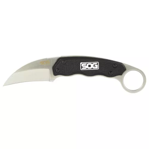 SOG Knives & Tools Gambit, Fixed Blade Knife, 2.58" Straight Edge Sheepsfoot, Black Glass-Reinforced Nylon Handle, 7Cr17MoV Stainless Steel, Satin Finish, Black, Includes Hard Molded Nylon Sheath SOG-GB1001-CP