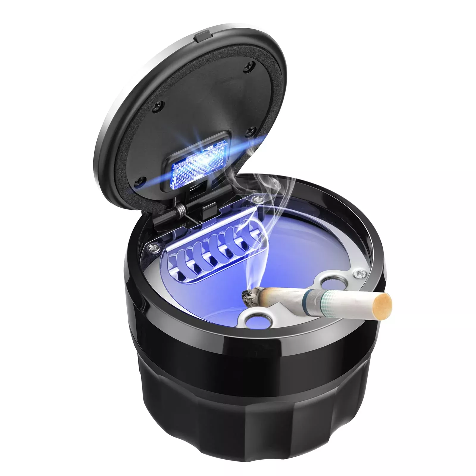 Solarxia Car Mini Ashtray With Lid Easy Clean Up Detachable Auto Ashtray For Most Car Cup Holder Home Office