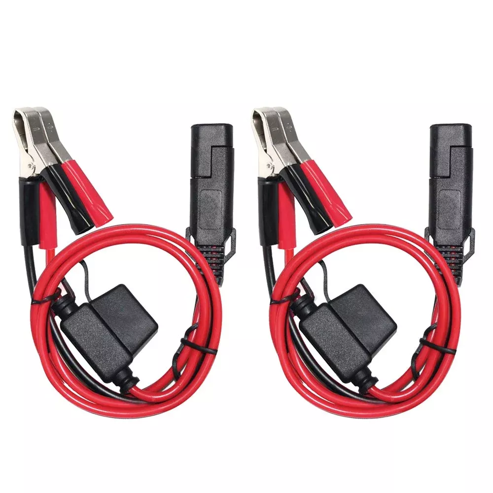 Sparking 1.5Ft 12V Battery Alligator Clip To Sae 2Pin Quick Disconnect Cable Sae To Battery Clamp Cable 7.5A Fuse(1 Pack)