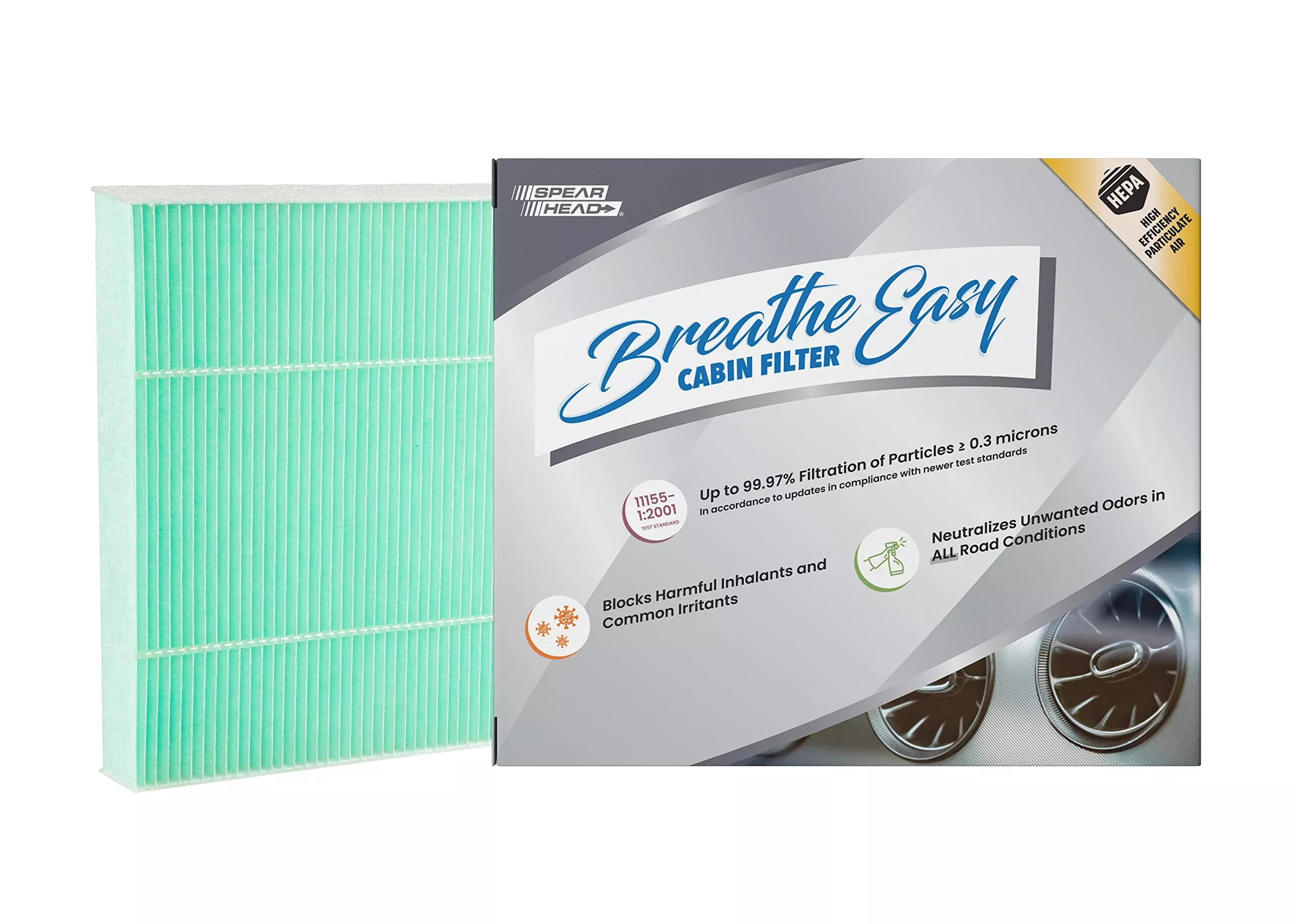 Spearhead Hepa Breathe Easy Cabin Filter, Up To 99.97% Filtration Of 0.3 Micron Particles W/No Airflow Reduction (Be-183H)