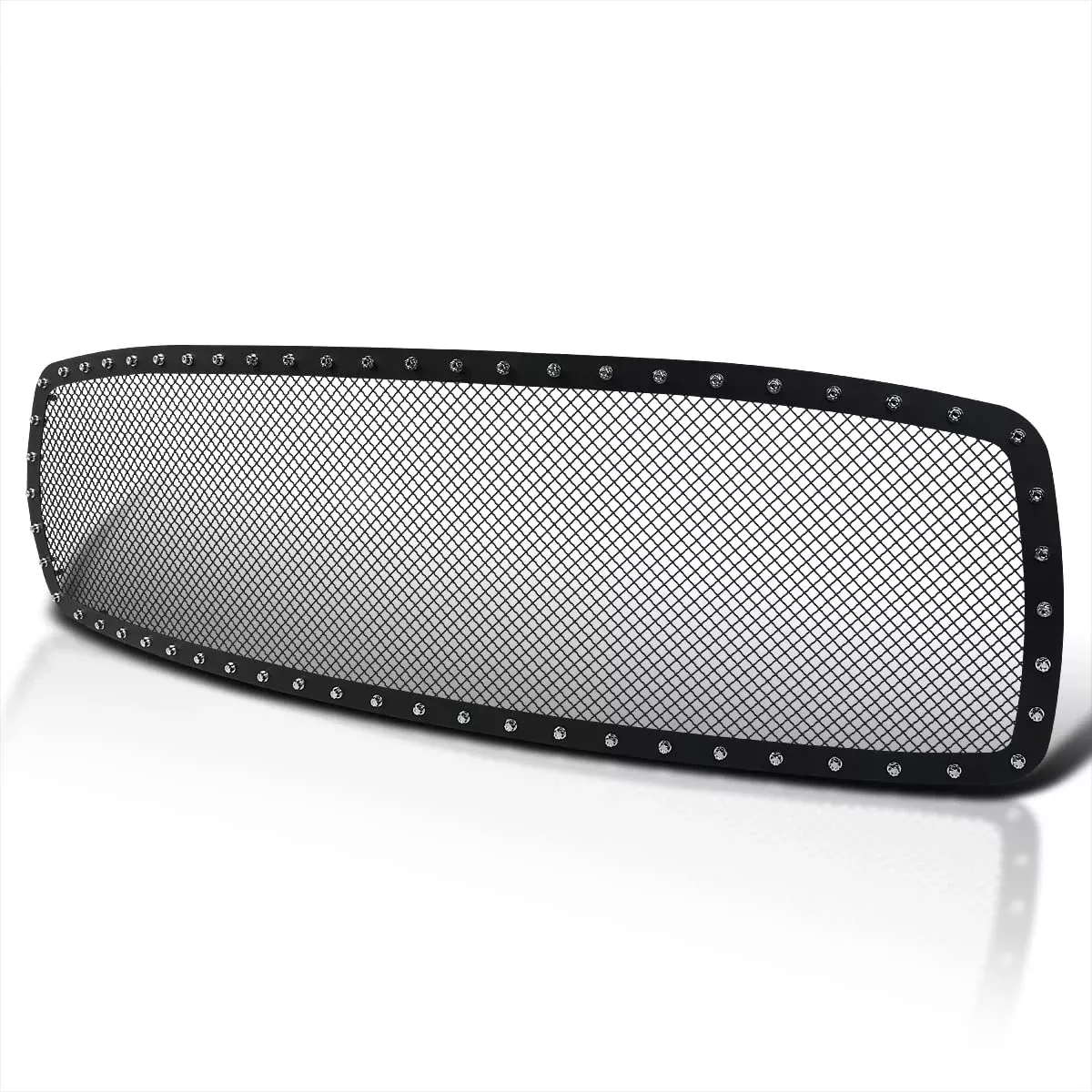 Spec-D Tuning Front Main Hood Grille Insert Rivet Style Black Compatible With Dodge Ram 1500 2002-2005, 03-05 2500 3500