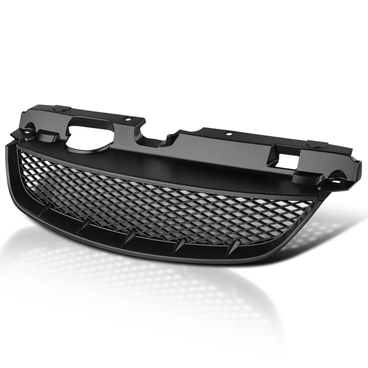 SPEC-D TUNING Matte Black Mesh Bumper Hood Grille for 2004-2005 Honda Civic Coupe/Sedan – Model HG-CV04TRBB-RS