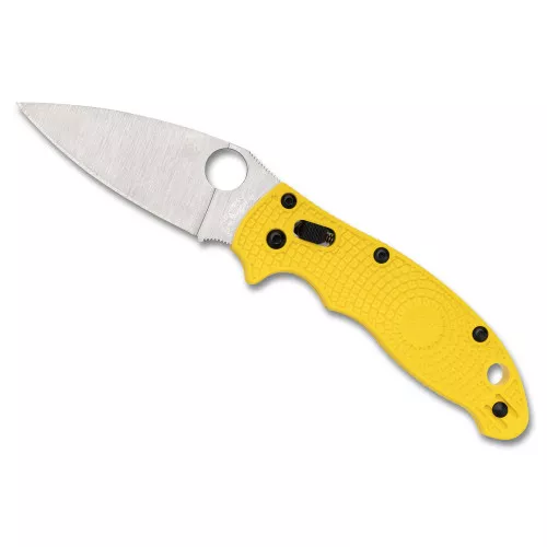 Spyderco MANIX 2 Lightweight Salt, Folding Knife, Plain Edge, Yellow FRCP Handle, Satin Finish, Silver, 3.37" Blade Length, CPM MagnaCut Steel C101PYL2