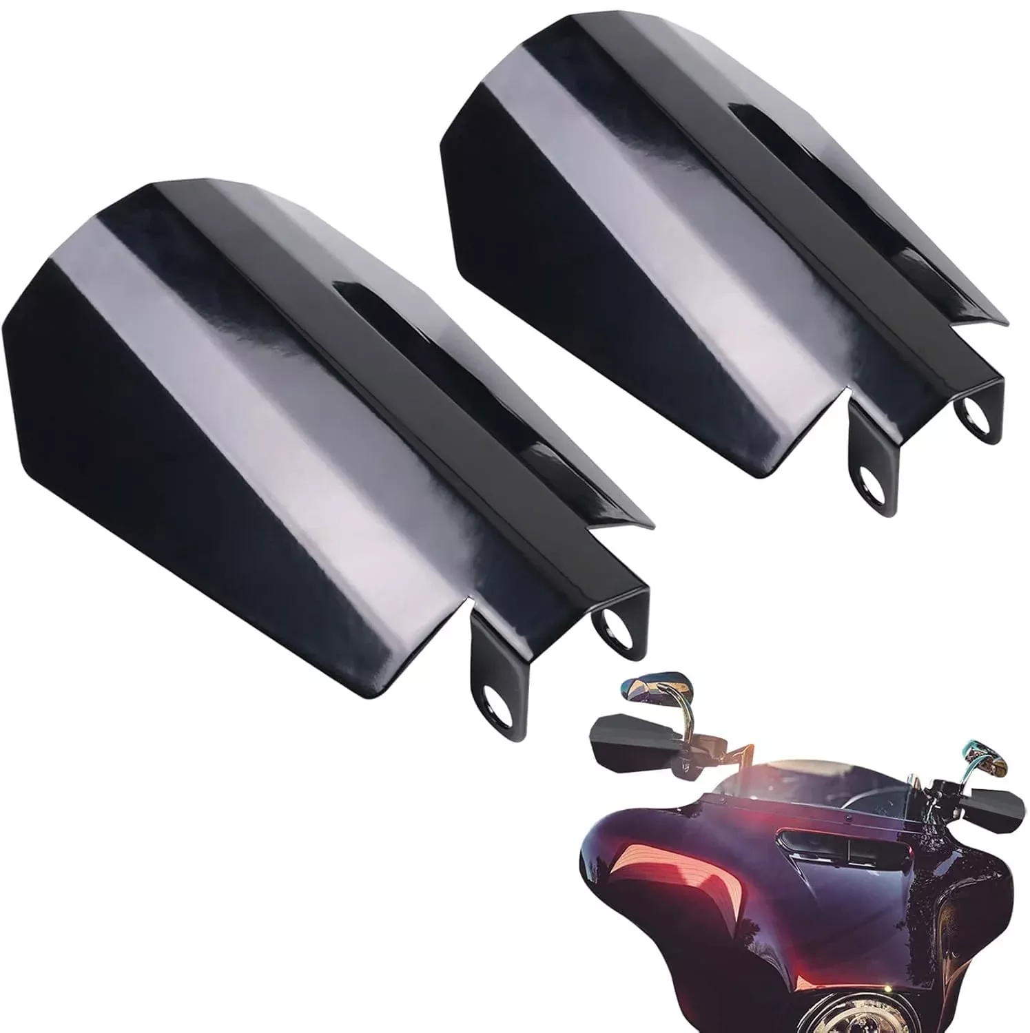 Starknightmt Motorcycle Handguards Black Coffin Cut Stainless Steel Hand Guards Compatible With Touring Models Street Glide Road King Road Glide Electra Glide 2014-2022 With Hydraulic Clutch (Large)