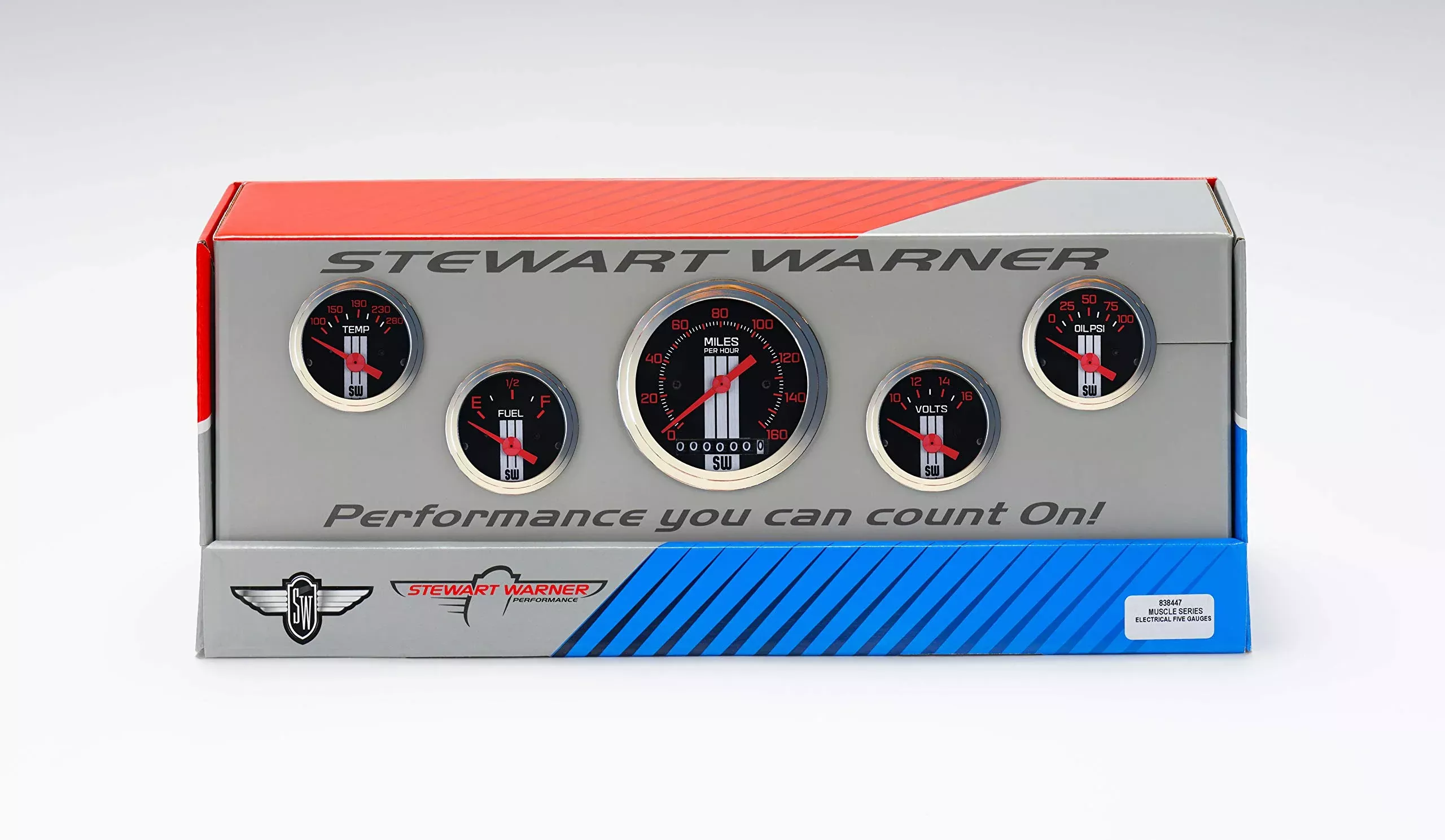Stewart Warner 838447 Muscle Series Five Gauge Set, Electric