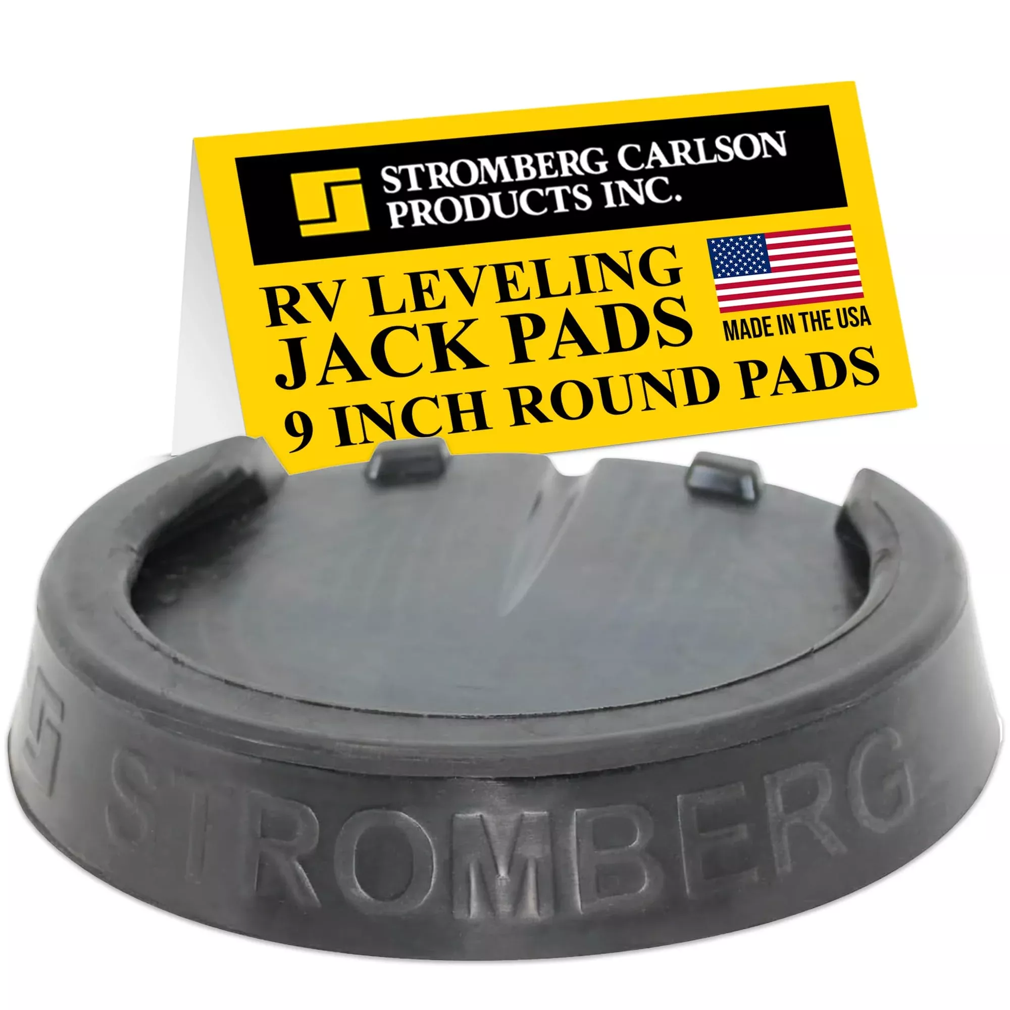 Stromberg Carlson Rv Leveling Jack Pads – Durable Rubber Blocks For Leveling, Anti-Slip Jack Pads For Rvs And Campers, Protects Against Rust Stains, Non-Slip Design, 9 Inch Round Foot Pads, 1 Pack