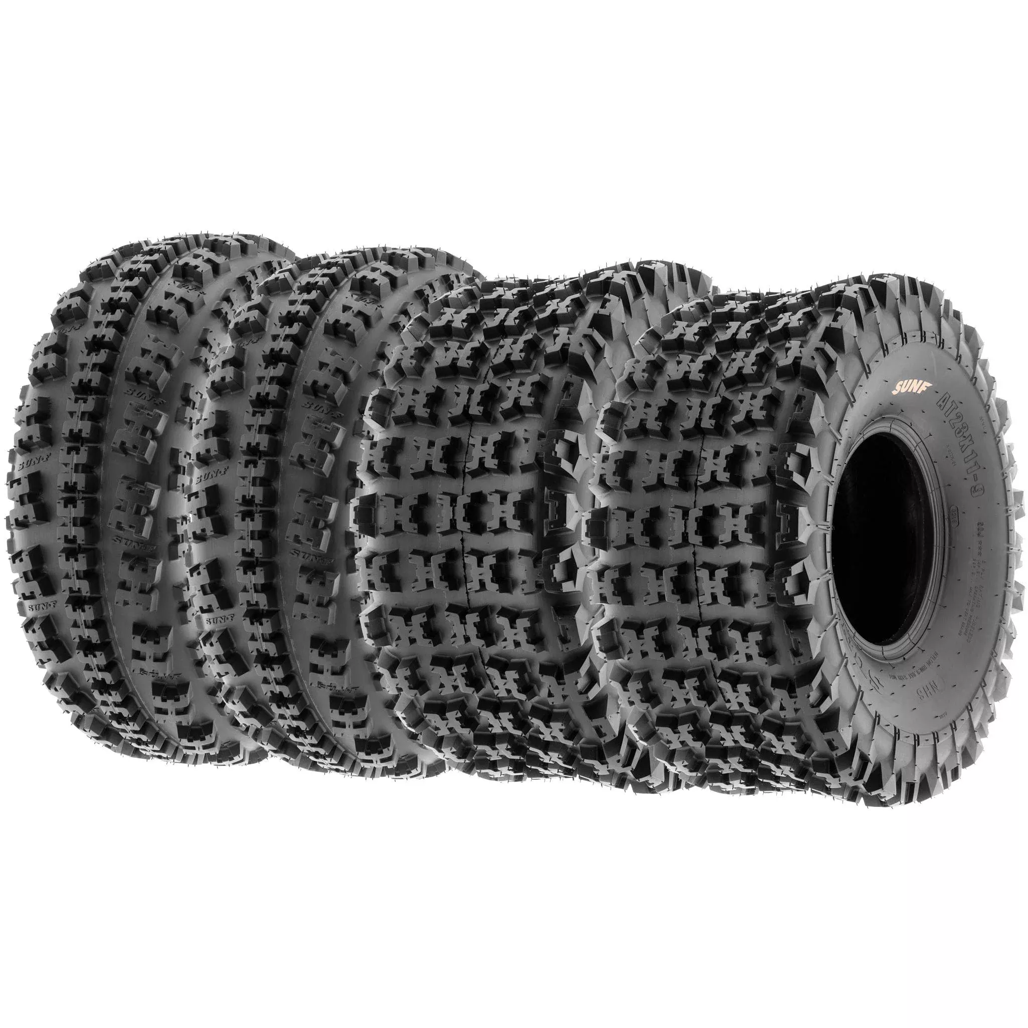 SUNF Set of 4 Knobby Sport Tires - 22x7-10 Front & 20x10-9 Rear, Rubber, Black, Tubeless, 6 PR, A027