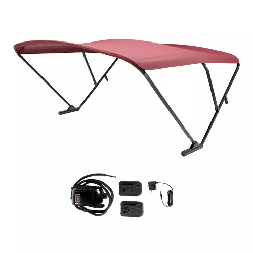 SureShade Battery Powered Bimini - Black Anodized FrameBurgundy Fabric