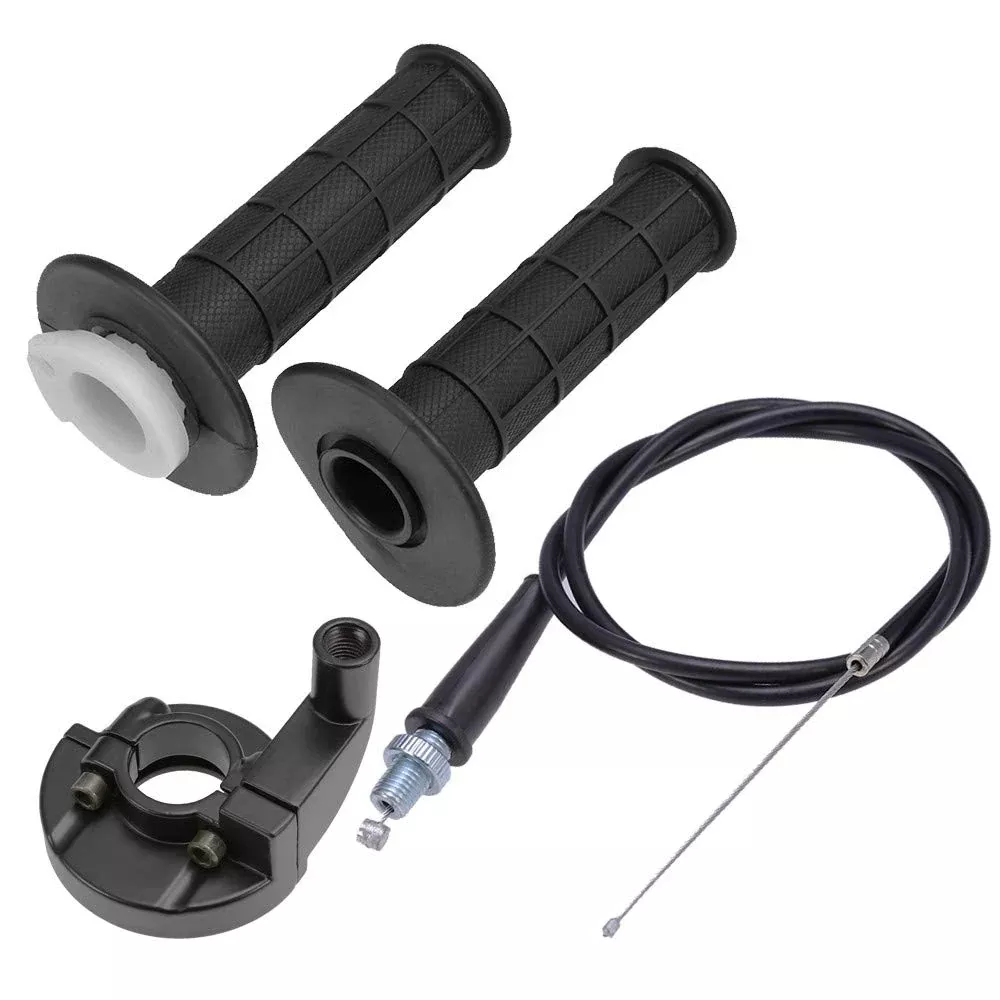 Throttle Twist Grip Set With 7/8′ Handlebar Throttle Cable 39-Inch Replacement For Kawasaki Kx 60 65 80 85 100 125 250 Klx110