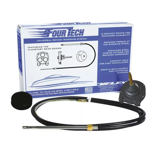 Uflex Fourtech 6 Black Mach Rotary Steering System w/Helm, BezelCable