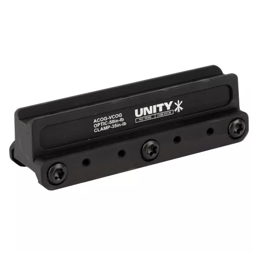 Unity Tactical FAST, Red Dot Mount, 2.05" Optical Height, Compatible with ACOG/VCOG Footprints, Anodized Finish, Black FST-COGB