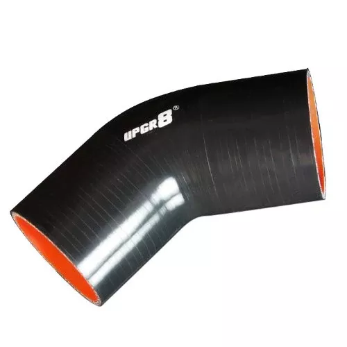 Upgr8 Universal 4-Ply High Performance 45 Degree Elbow Coupler Silicone Hose (3.0(76Mm), Black)