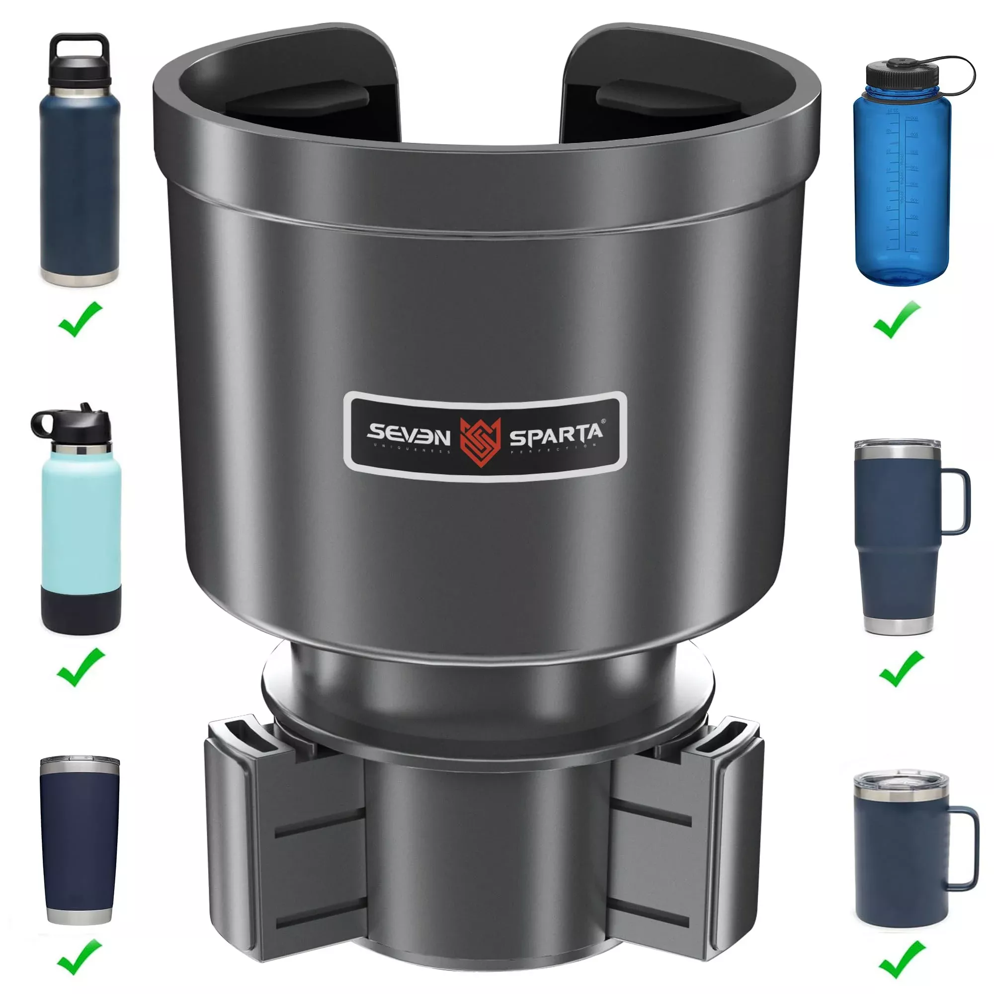 Upgraded Car Cup Holder Expander Adapter With Offset Adjustable Base, Compatible With Yeti 14/24/36/46Oz Ramblers, Hydro Flasks 32/40Oz, Other Large Bottles Mugs In 3.5-4.0, Silver 1 Pack