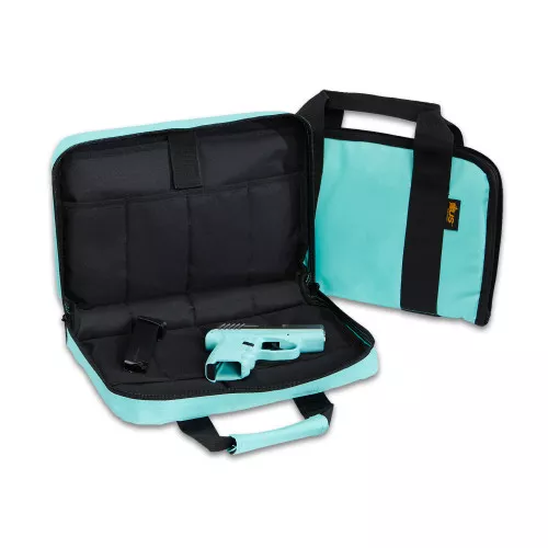 US PeaceKeeper Attache, Pistol Case, 12.5"x6.5", 600 Denier Polyester, Robins Egg Blue P21122