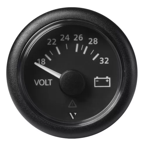 Veratron 52mm (2-1/16") Viewline Voltmeter 18-32V - Black DialBezel