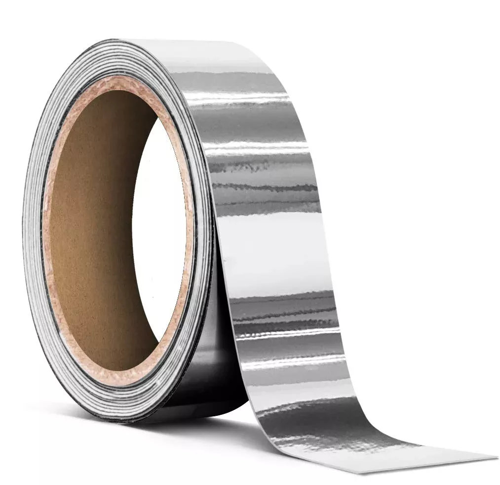 VViViD Gloss Silver Chrome Vinyl Adhesive Tape Roll – 1″ x 25ft, Air-Release, Durable, Versatile, Perfect for Crafting and Projects