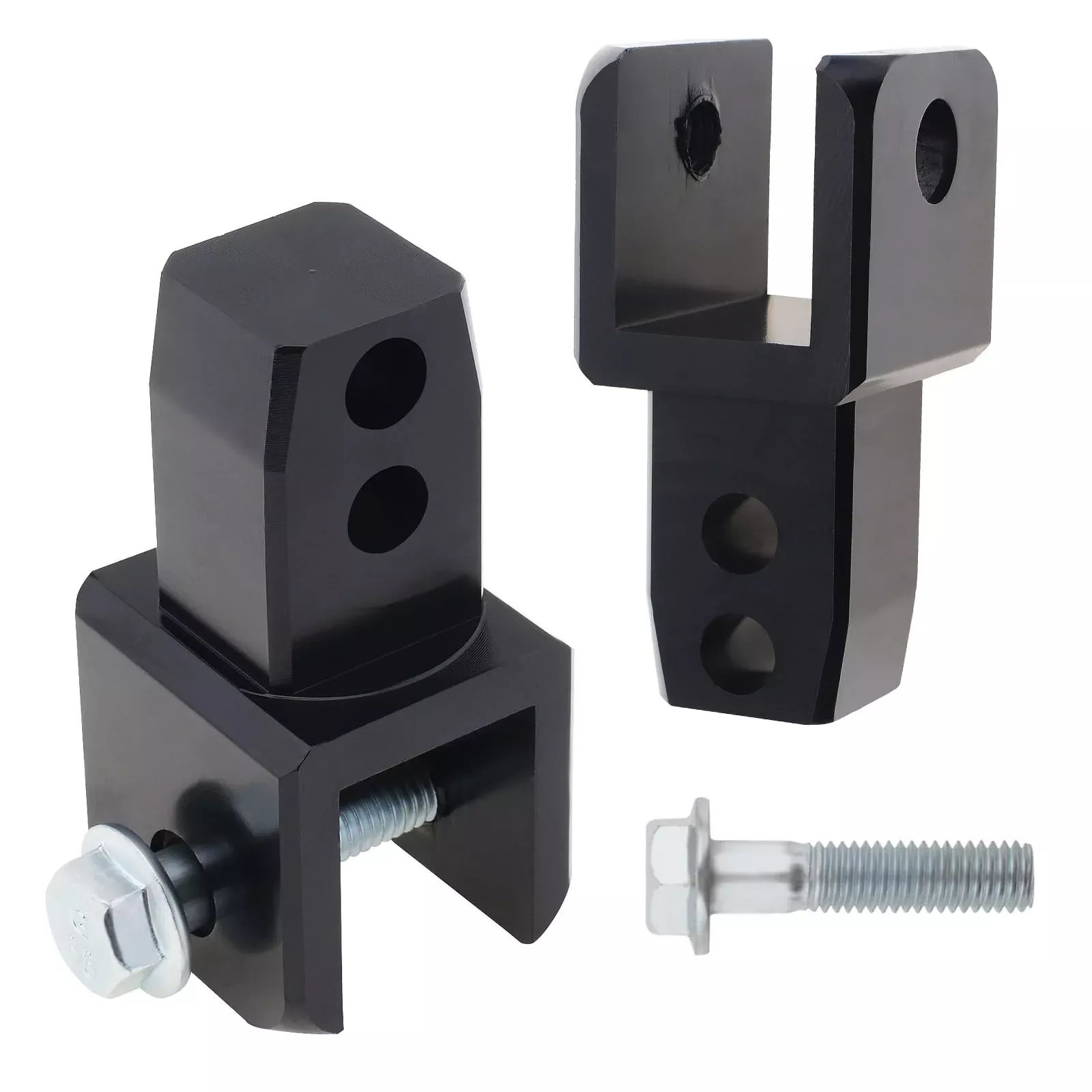 Windance 2Pcs Motorcycle Rear Shock Extender, High Damping Device Height Extension Absorber Riser Adapter With Screws (Black)