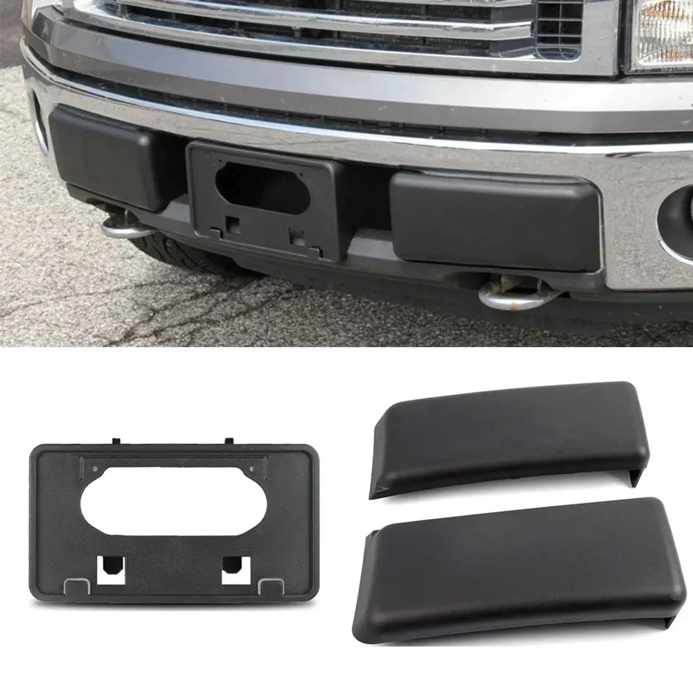 Winunite F150 Bumper Guard Pads & License Plate Bracket, ABS, Black, 2009-2014, Not for SVT/Ecoboost Models
